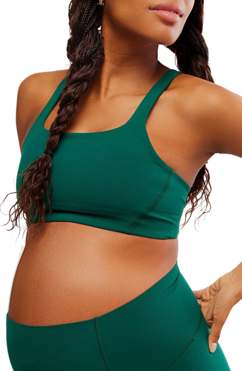 Free People x Hatch Never Better Square Neck Maternity Sports Bra, Alternate, color, Garden Green