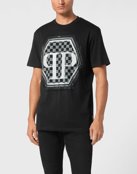 Jersey T-Shirt Round Neck Ss Strass Hexagon Men