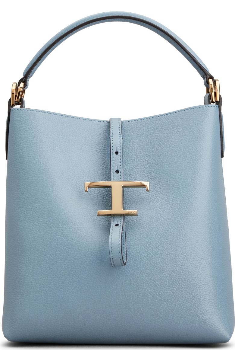 Tod's T Timeless Leather Bucket Bag, Main, color, Carta Zucc. Chiaro
