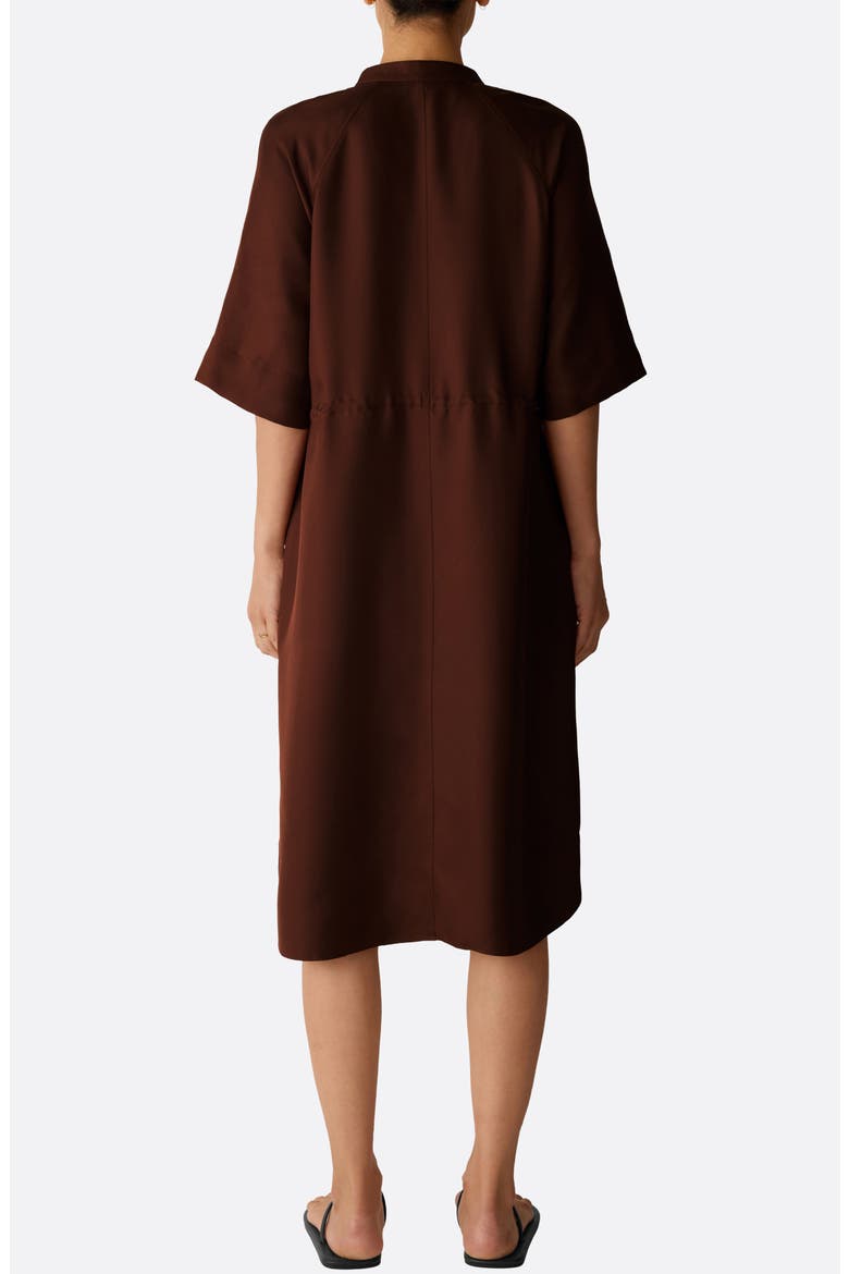 Silk Mandarin Collar Shirtdress, Alternate, color, TRUFFLE
