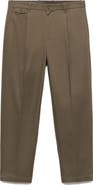 MANGO Regular Fit Pleated Cotton Pants
