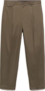 MANGO Regular Fit Pleated Cotton Pants