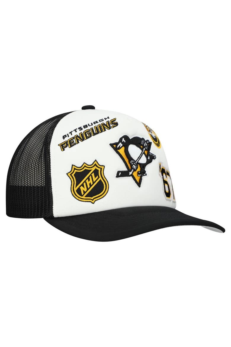Men's Mitchell & Ness White/Black Pittsburgh Penguins Gridlock Trucker Adjustable Hat, Alternate, color, White