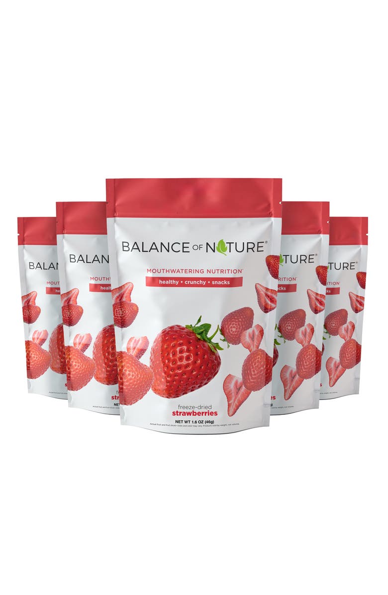 Balance of Nature Freeze Dried Strawberry Slices Real Fruit Snack Five Pack, Main, color, NO COLOR