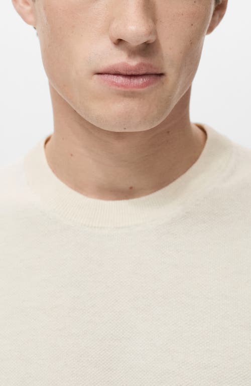 Mango Short Sleeve Cotton Crewneck Sweater In White