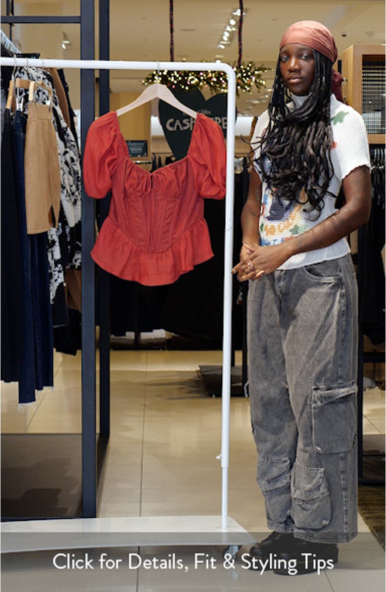 Esra Puff Sleeve Ramie Corset Top, sales video thumbnail