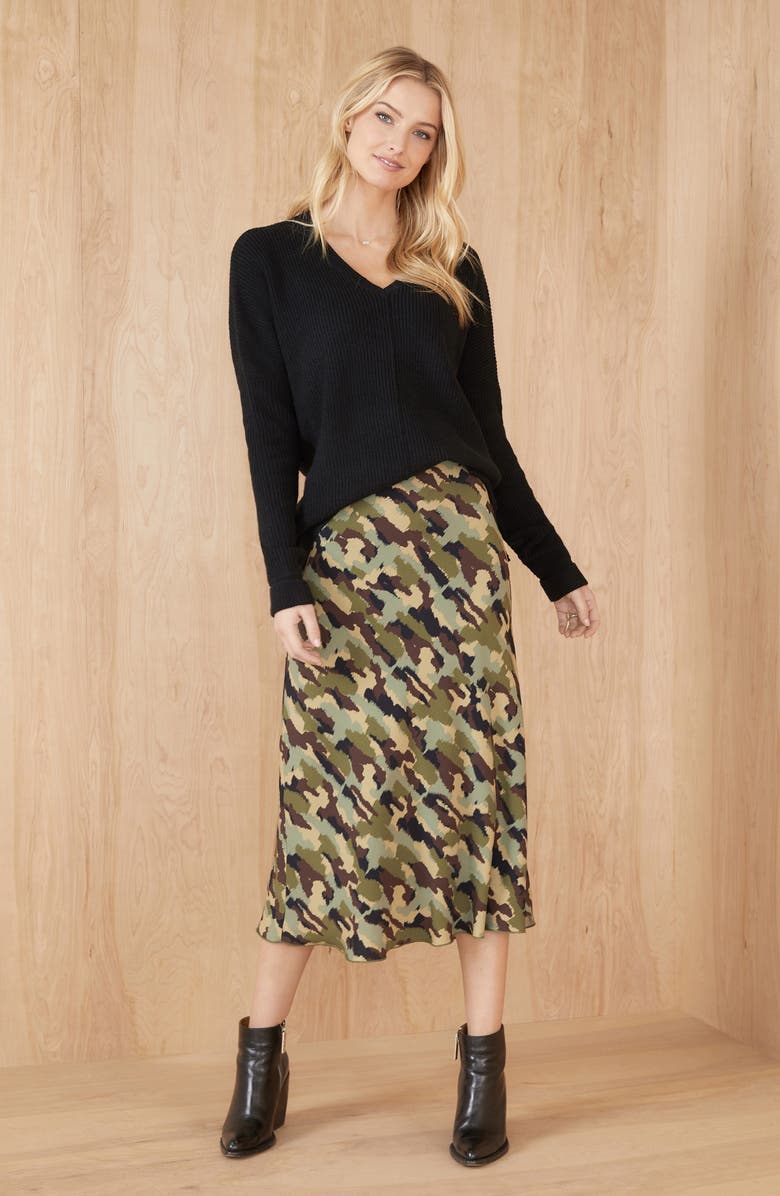 Karen Kane Print Bias Cut Midi Skirt, Alternate, color,