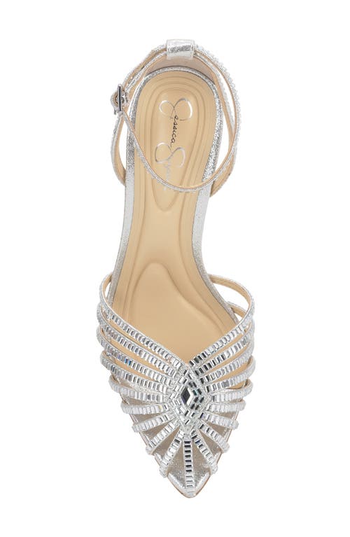 Jessica Simpson Paveri 2 Pointed Toe Ankle Strap Pump In Silver