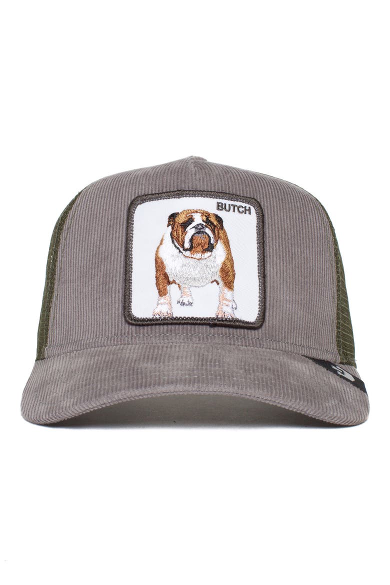 Wulbul Dog Patch Corduroy Trucker Hat, Alternate, color, WHITE