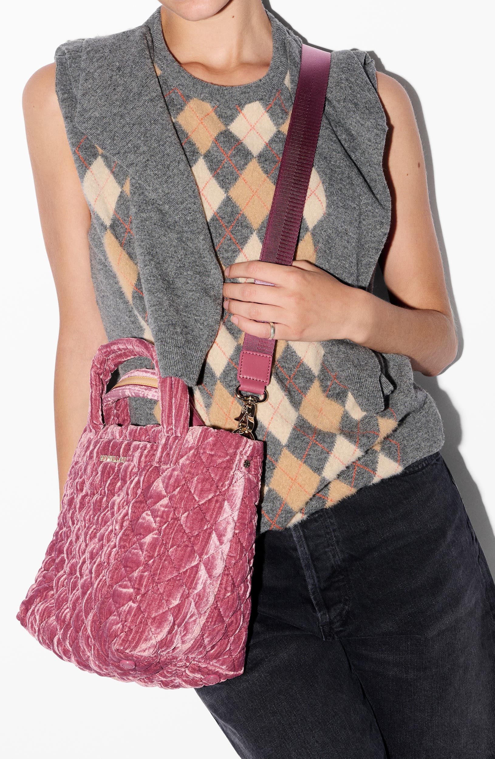 MZ Wallace Mini Metro Deluxe Quilted Velvet Tote Bag, Alternate, color, 