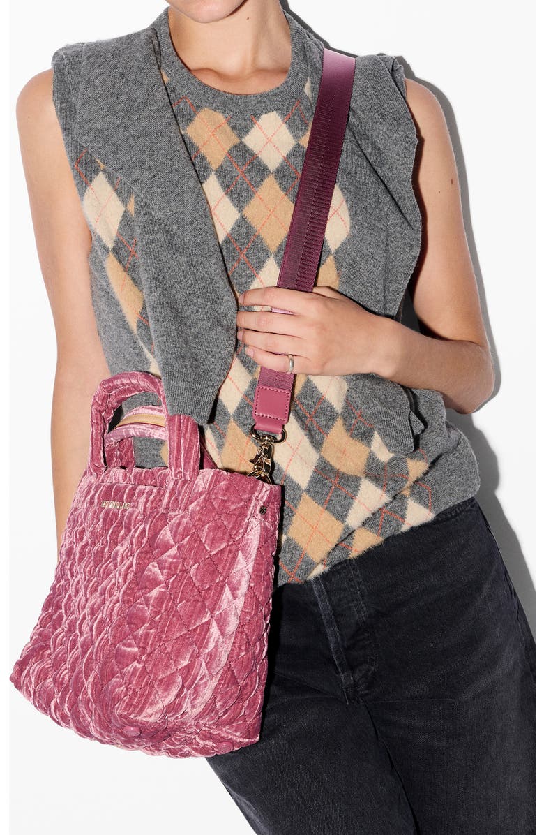 MZ Wallace Mini Metro Deluxe Quilted Velvet Tote Bag, Alternate, color,