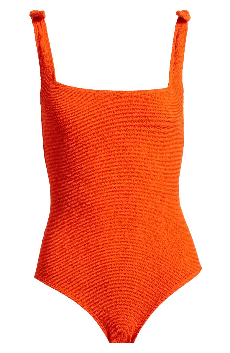 & Other Stories Textured One-Piece Swimsuit, Main, color, Orange Bright