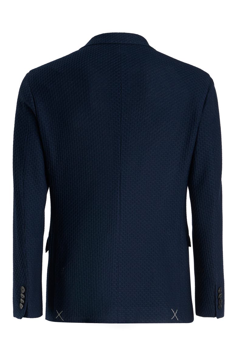 Roma Navy Textured Cotton Knit Blazer, Alternate, color, DARK BLUE