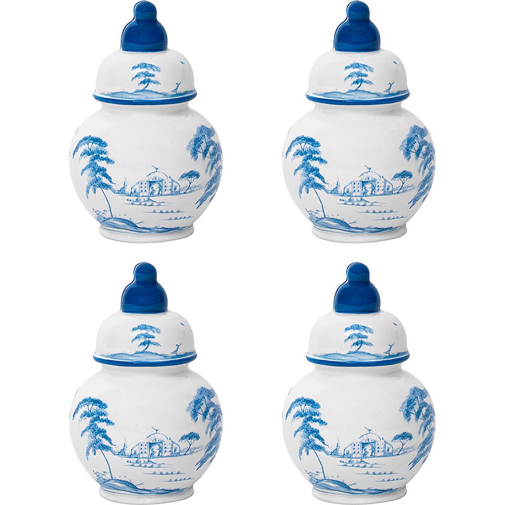 Juliska Country Estate Winter Frolic Set Of 4 Place Card Holders In Delft Blue