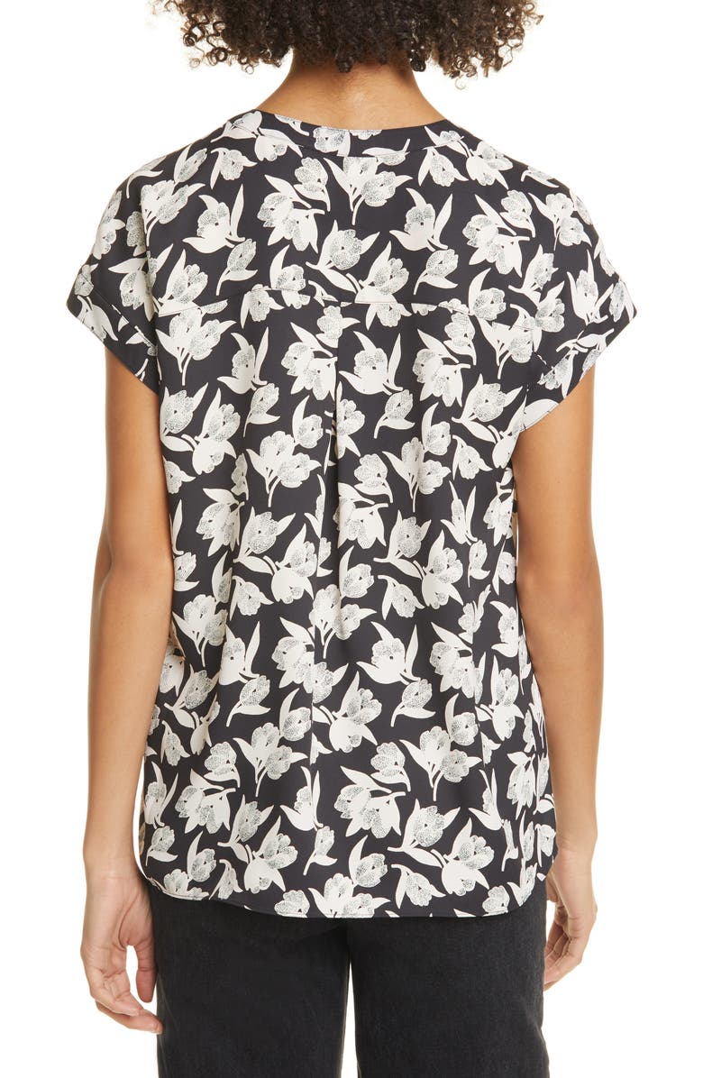 Joie Solace Floral Print Split Neck Top, Alternate, color, 