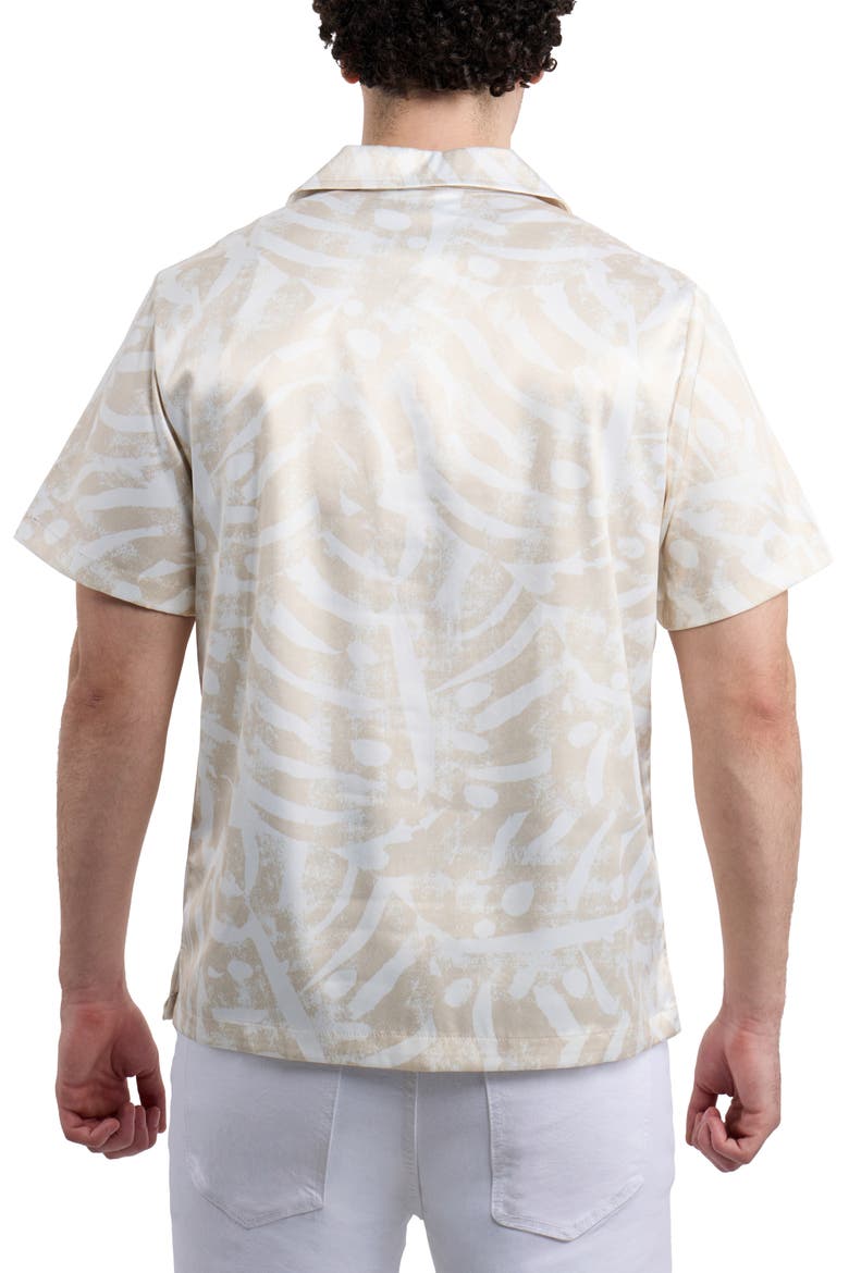 Leaf Printed Camp Shirt, Alternate, color, CREAM
