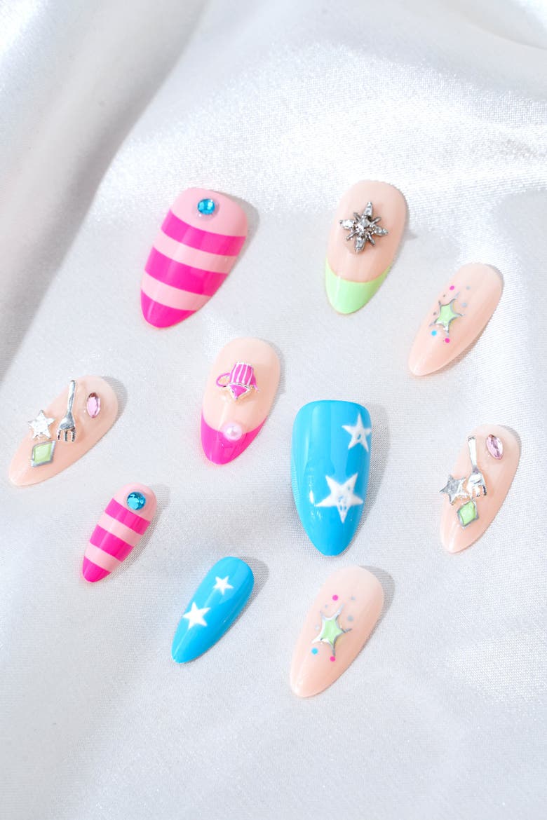 Katseye Pinky Up Almond Press On Nails, Alternate, color, Pink