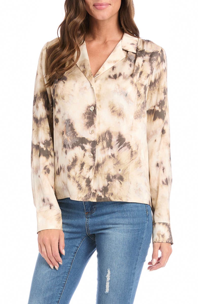 Karen Kane Tie Dye Button-Up Shirt, Main, color, Print