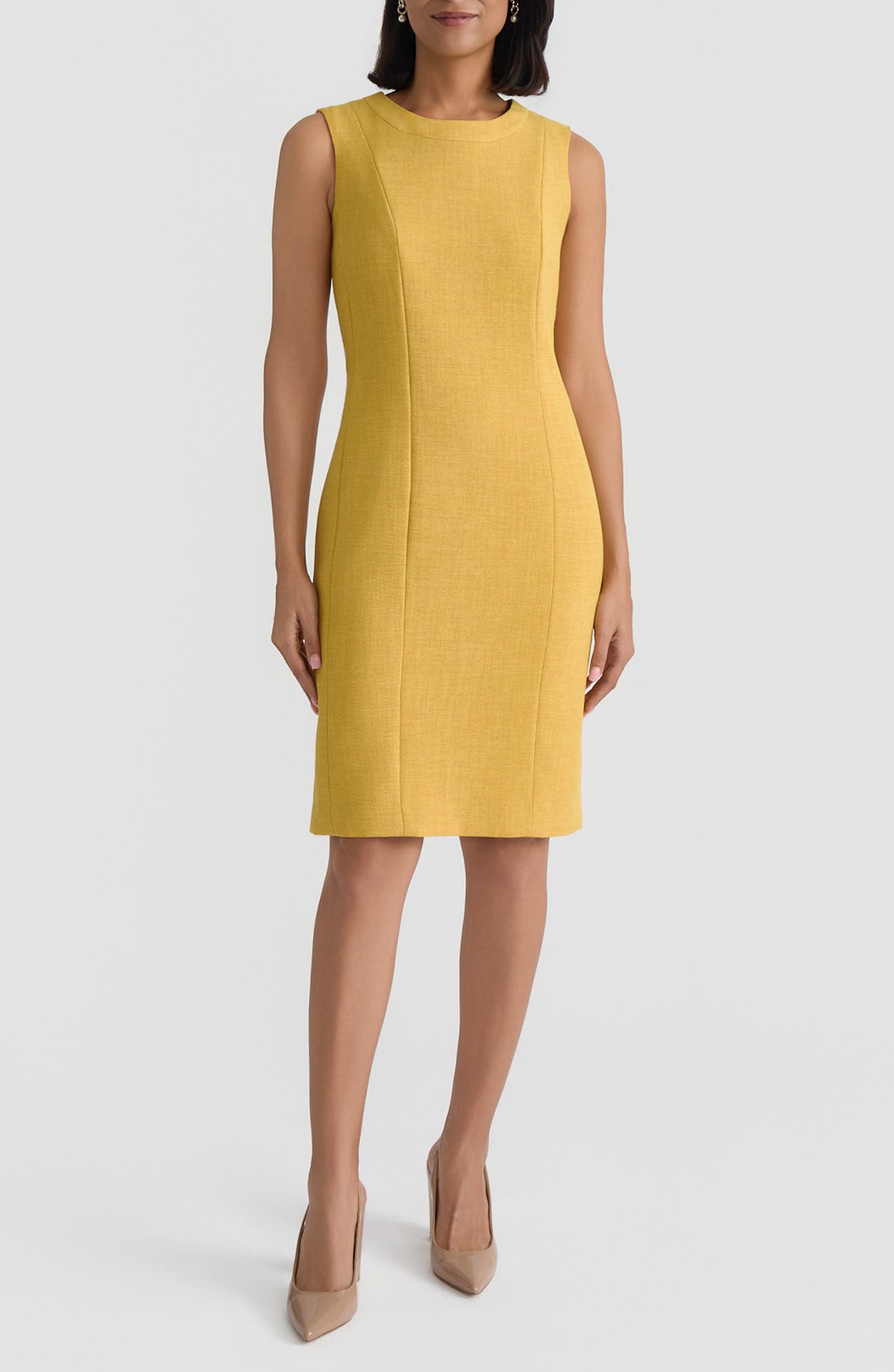 Pebble Crepe Seamed Sheath Dress - image 3