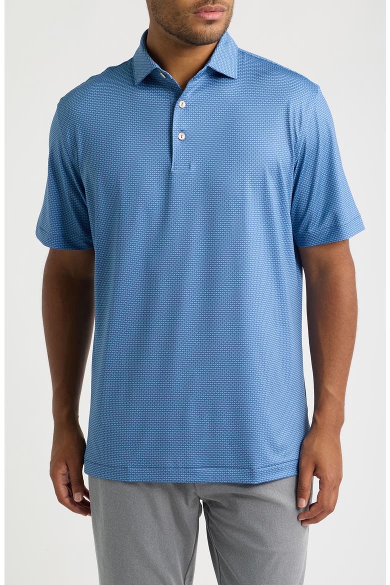 Hague Summer Comfort Microprint Performance Jersey Polo, Main, color, BALI BLUE