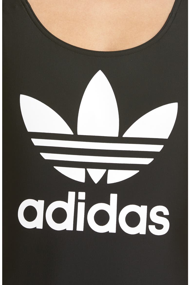 adidas Tricot One-Piece Swimsuit, Alternate, color, BLACK