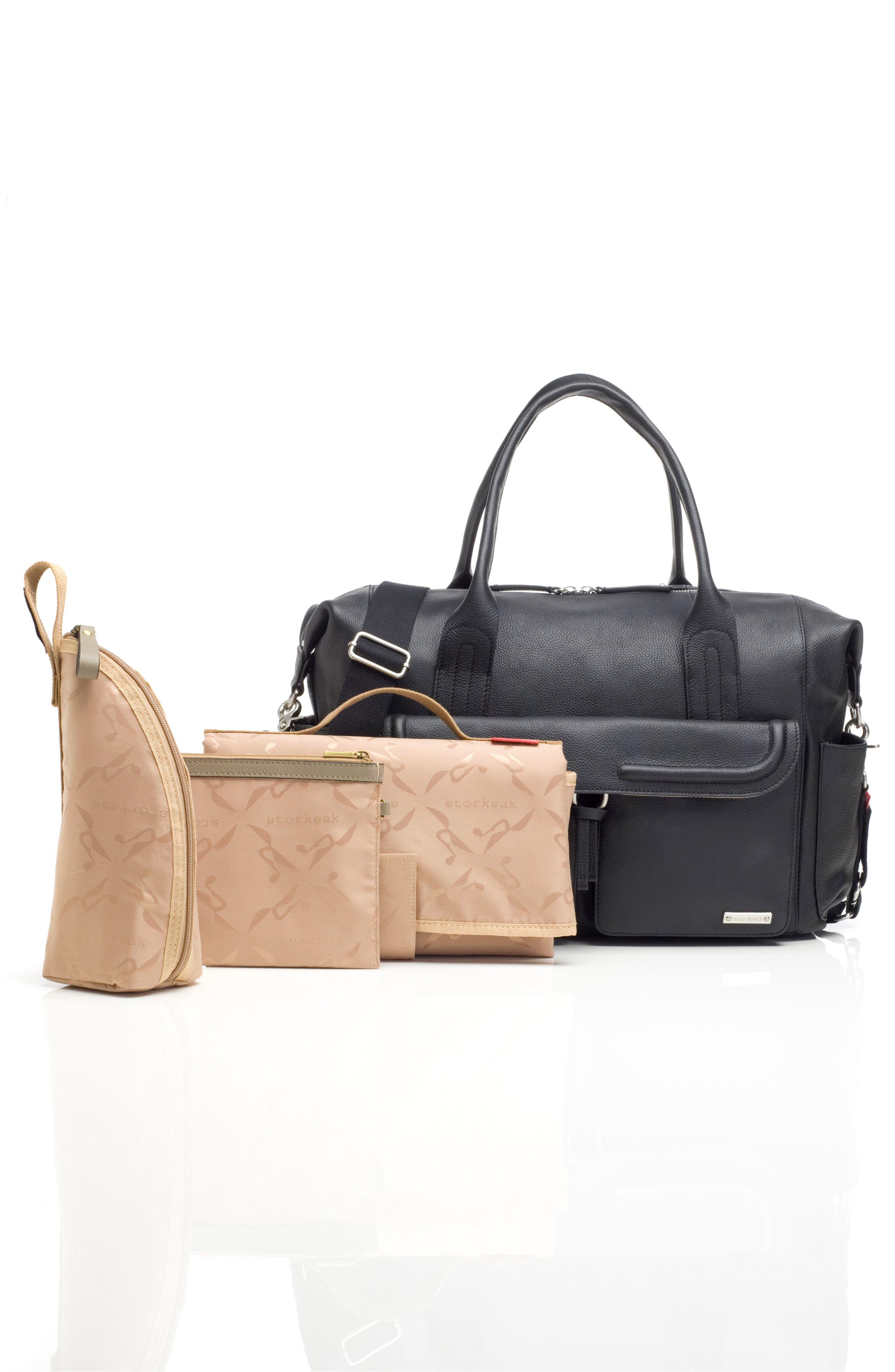 Storksak Storsak Leather Diaper Bag, Alternate, color, 