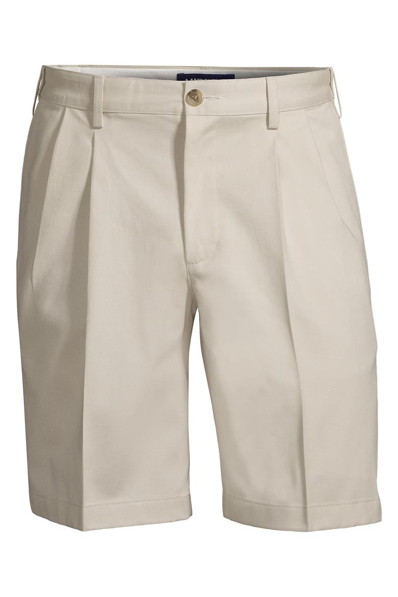 Comfort Waist Pleated 9" No Iron Chino Shorts, Alternate, color, Light Stone