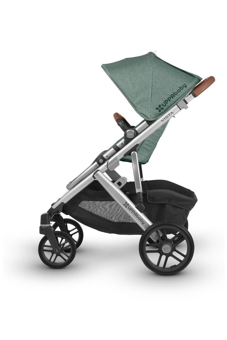 VISTA Aluminum Frame Convertible Complete Stroller with Leather Trim, Alternate, color, EMMETT GREEN/ SILVER