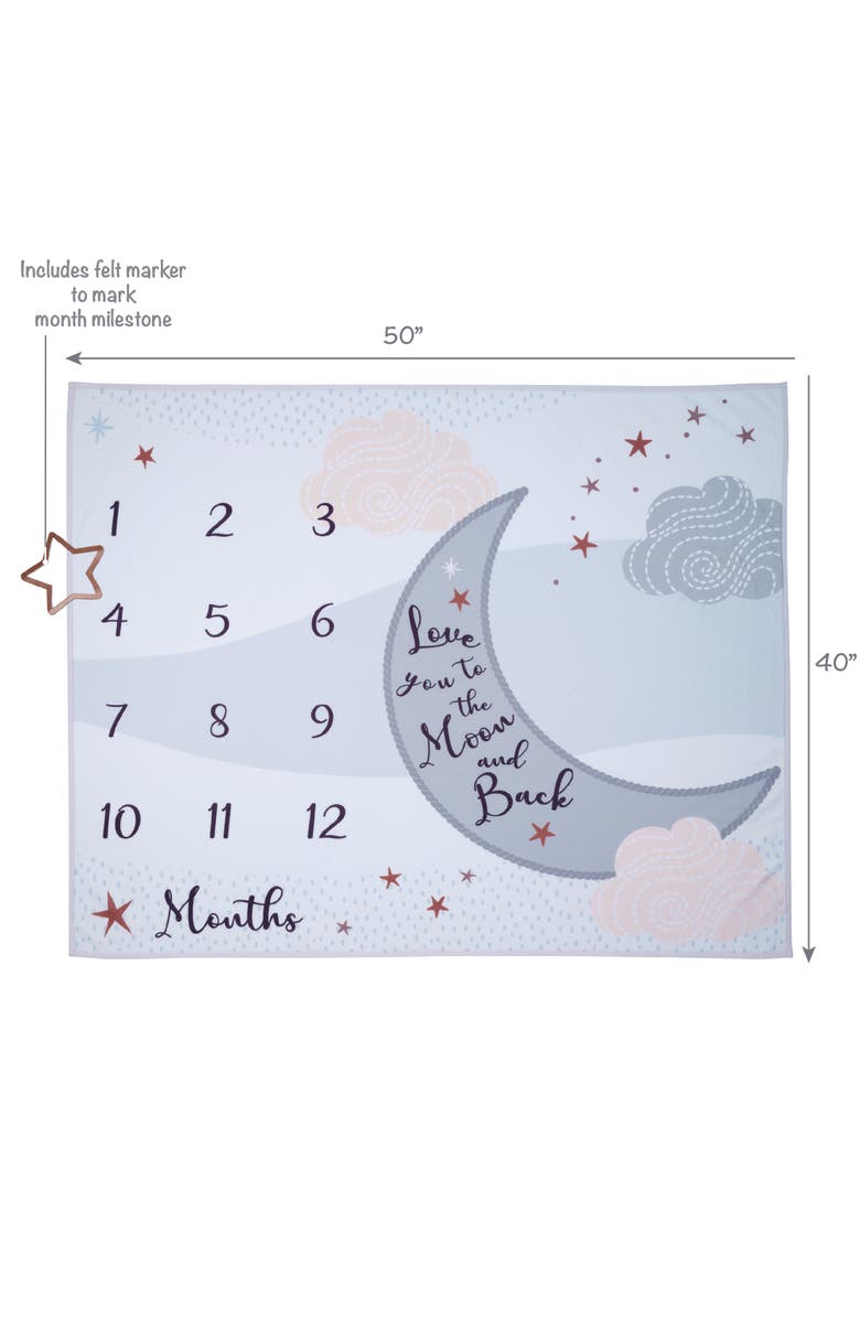 Lambs & Ivy Goodnight Moon Milestone Photo Opportunity Soft Fleece Baby Blanket, Alternate, color, Cream