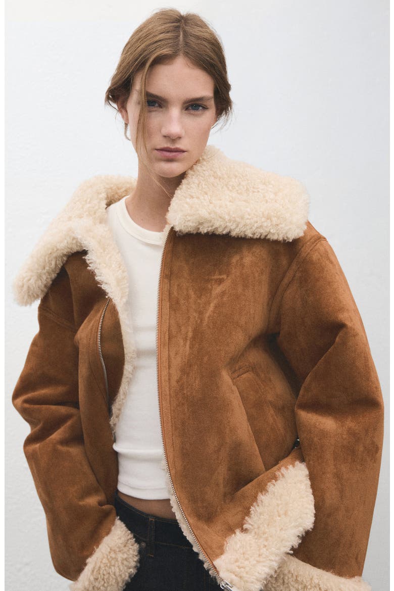 Adriana Faux ShearlingJacket, Alternate, color, BROWN