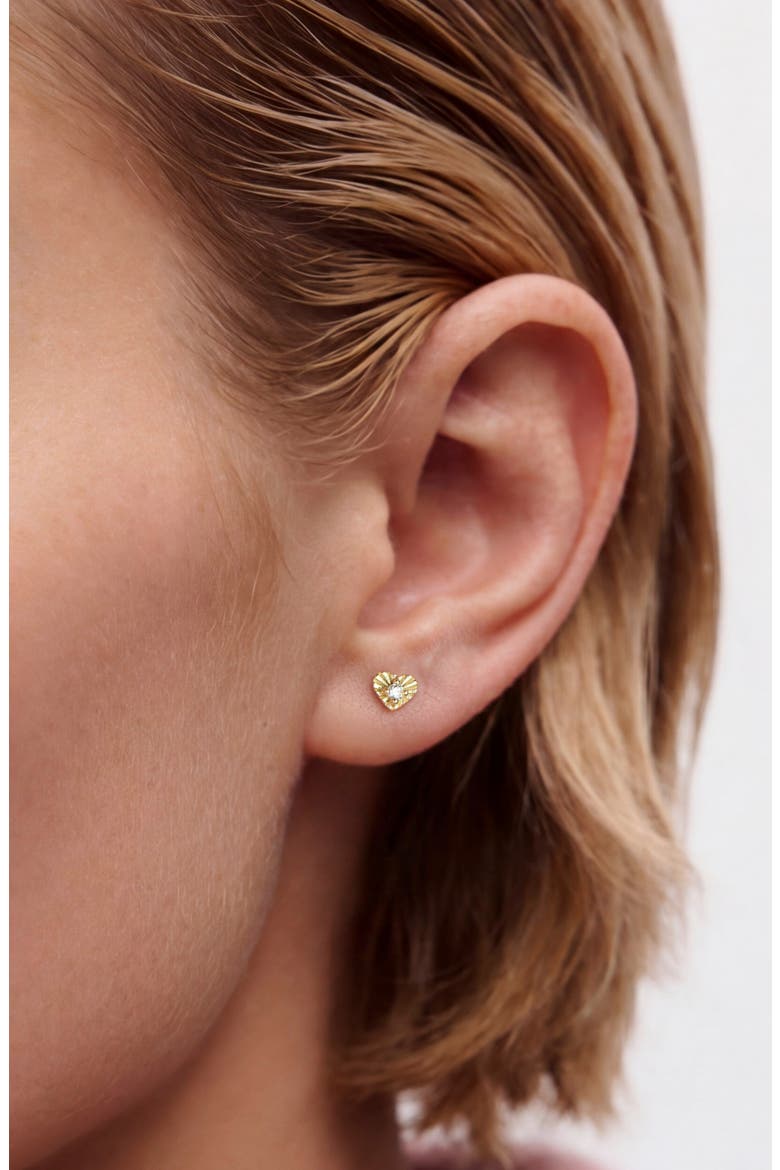 Natural Diamond Heart Burst Stud Earrings, Alternate, color, GOLD
