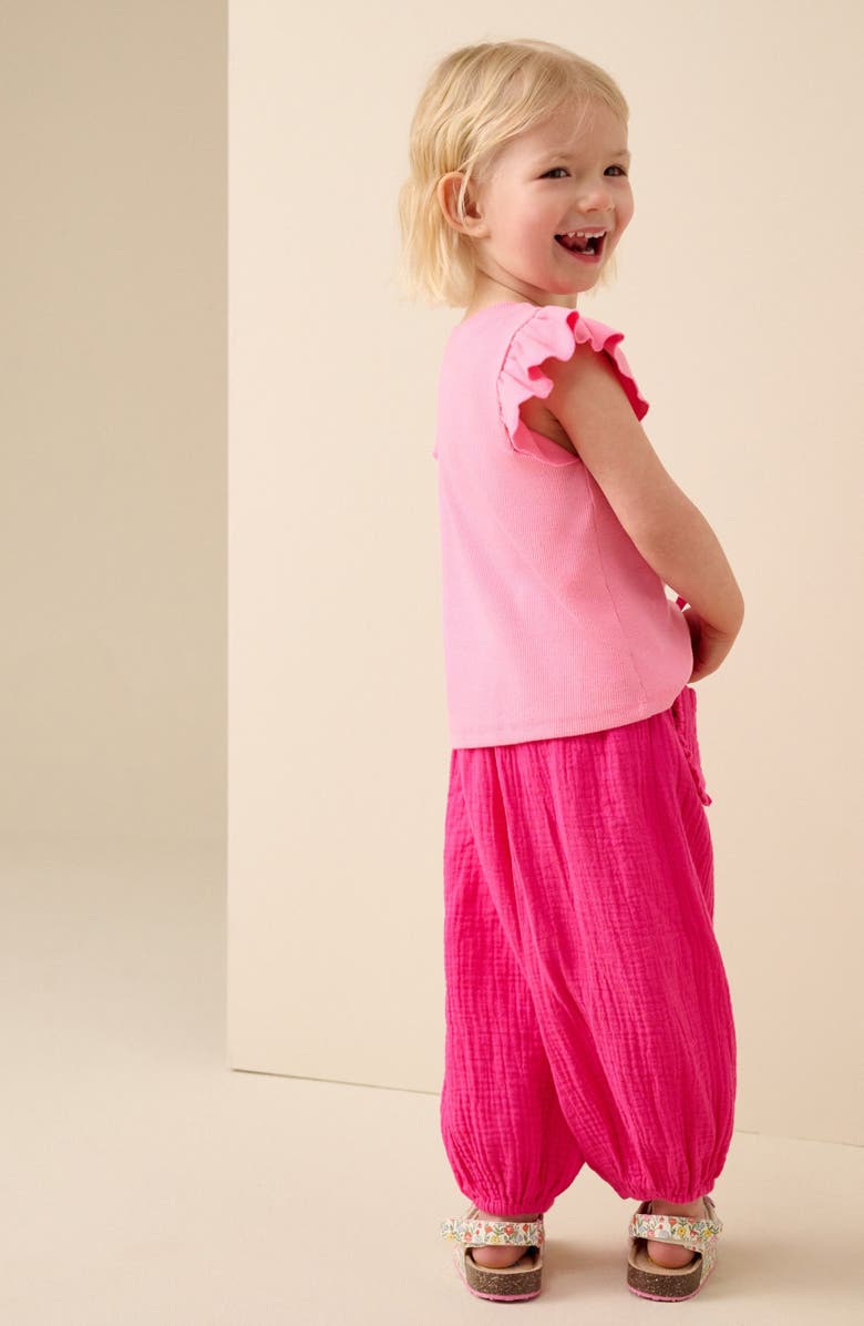 NEXT Kids' Ditsy Cotton Gauze Pants, Alternate, color, Pink