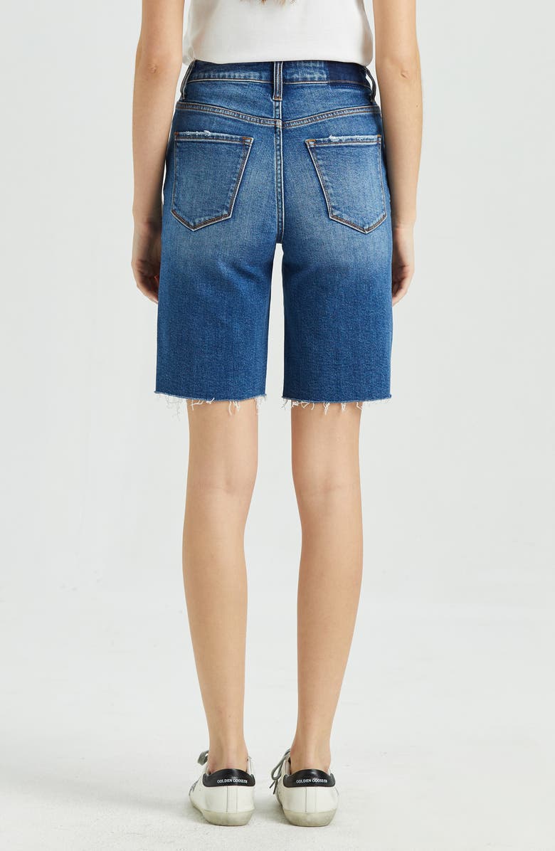 Bayeas Raw Hem High Waist Knee Length Denim Shorts, Alternate, color,