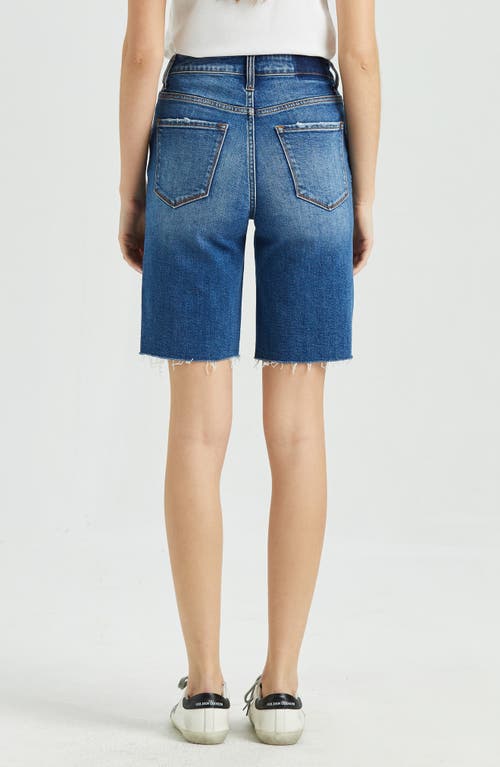Bayeas Raw Hem High Waist Knee Length Denim Shorts In Blue