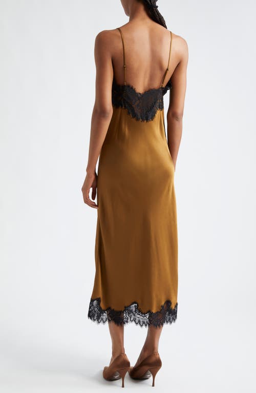 A.l.c . Lennon Lace Accent Satin Slipdress In Mocha/black