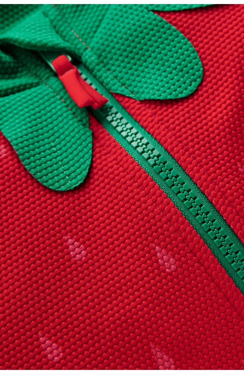 Mini Boden Kids' Short Sleeve One-Piece Rashguard Swimsuit, Alternate, color, Poppy Red Strawberry