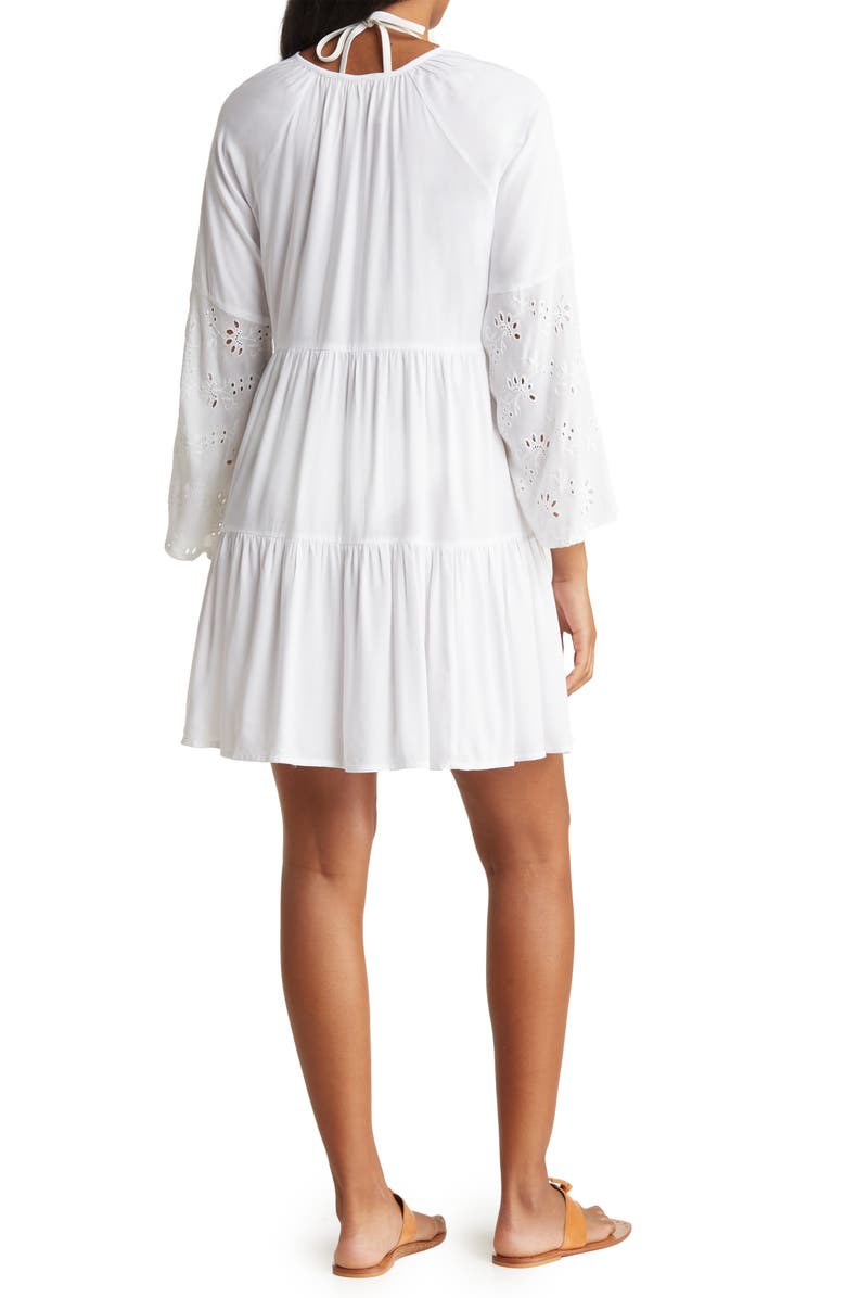 BOHO ME Eyelet Bell Sleeve Tunic, Alternate, color, White