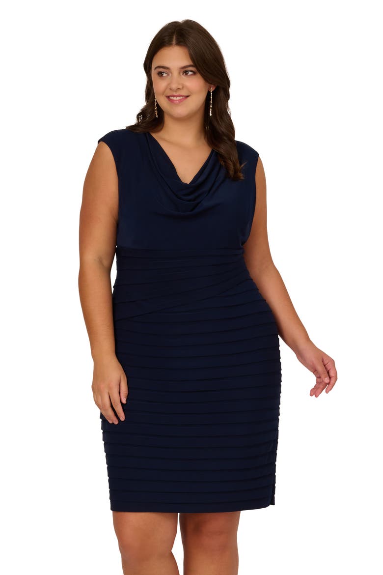 Cowl Neck Banded Dress, Alternate, color, MIDNIGHT