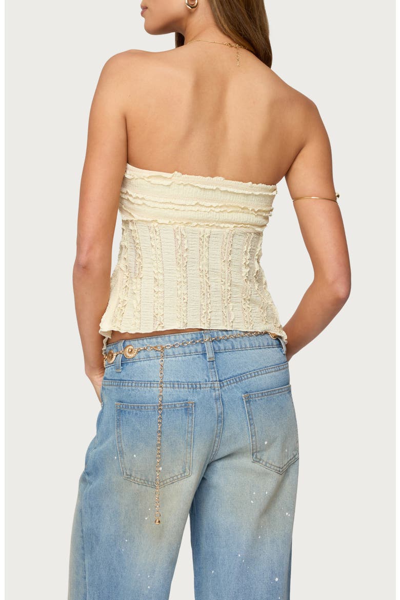 Ruffle Split Front Strapless Top, Alternate, color, YELLOW
