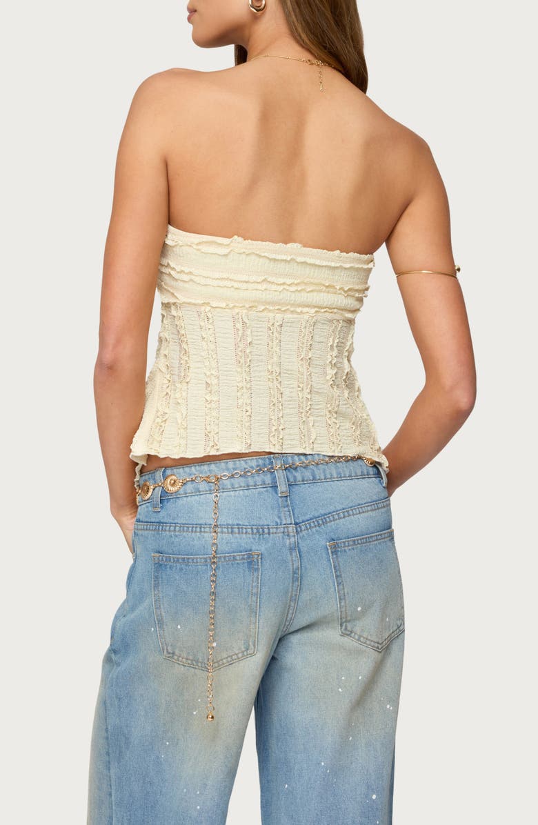 EDIKTED Ruffle Split Front Strapless Top, Alternate, color, Yellow