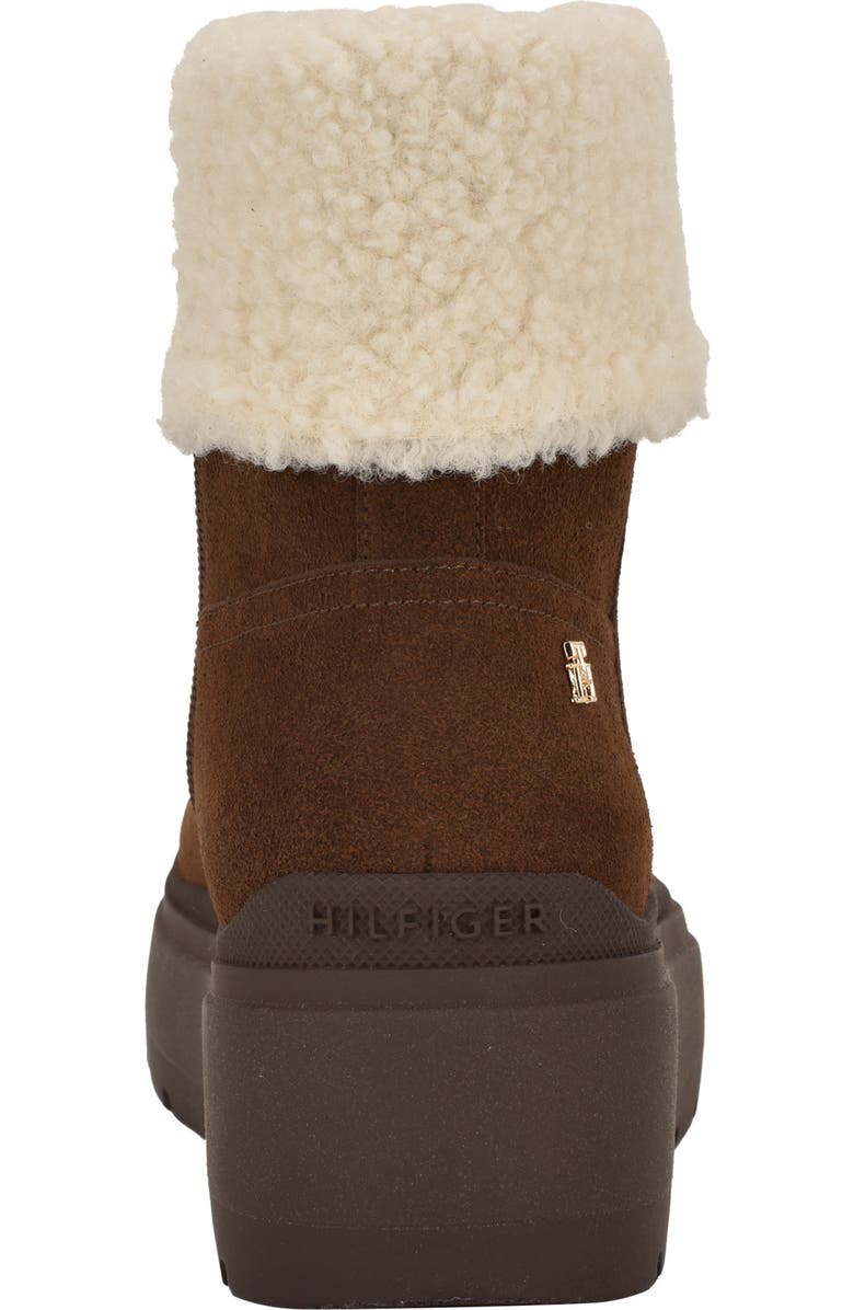 Tommy Hilfiger Peleiz Faux Shearling Cuff Platform Bootie, Alternate, color, Dark Brown Suede Shearling