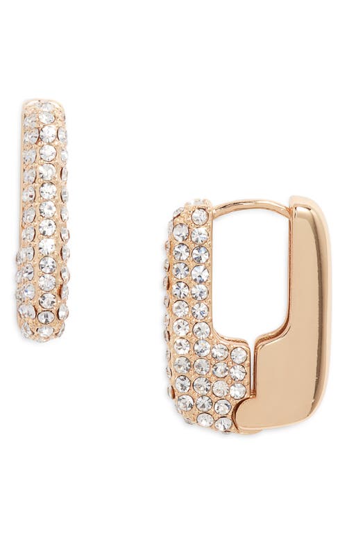 Open Edit Pavé Rectangle Huggie Hoop Earrings In Gold