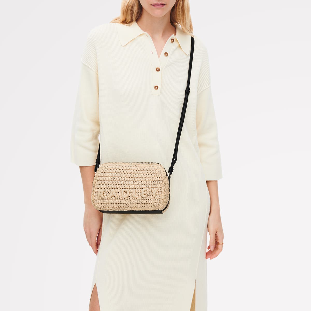 Radley Dukes Place - Raffia Medium Ziptop Crossbody Bag, Alternate, color, Natural