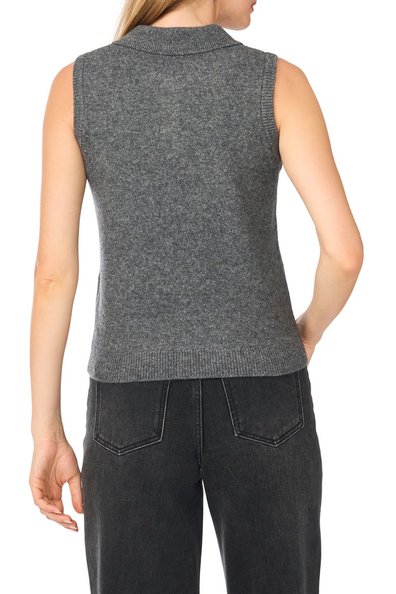 Sleeveless Polo Sweater, Alternate, color, MEDIUM HEATHER GREY