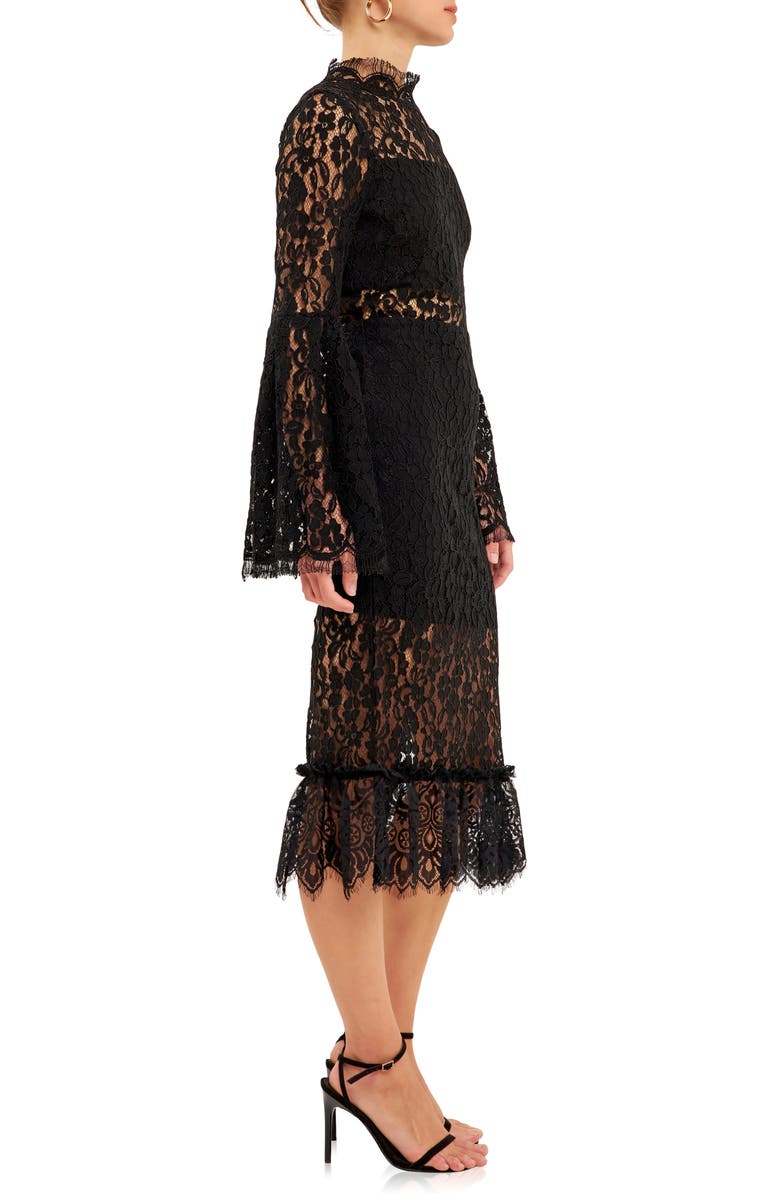 Endless Rose Long Sleeve Lace Midi Dress, Alternate, color,
