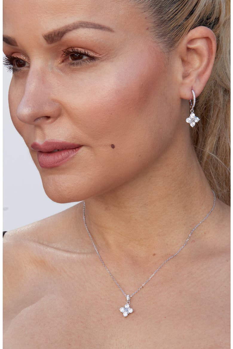 Cubic Zirconia Grid Pendant Necklace, Alternate, color, WHITE