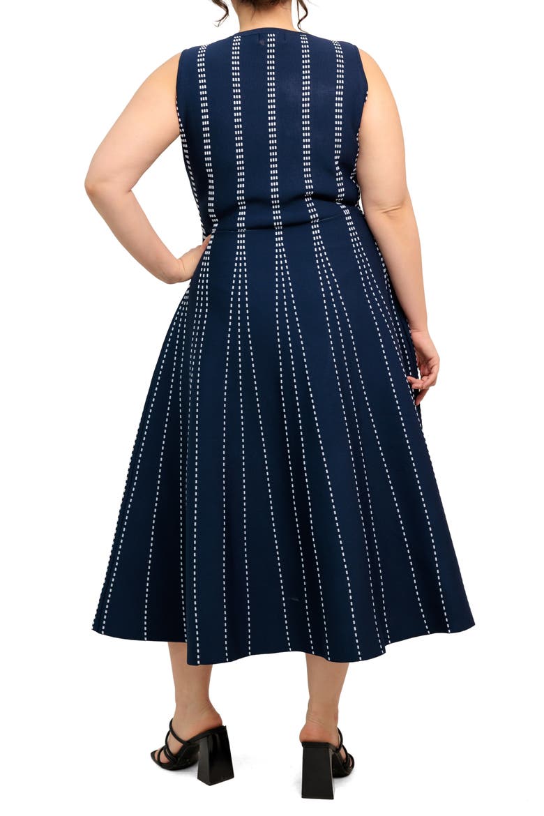 Sleeveless Midi Sweater Dress, Alternate, color, NAVY/ WHITE
