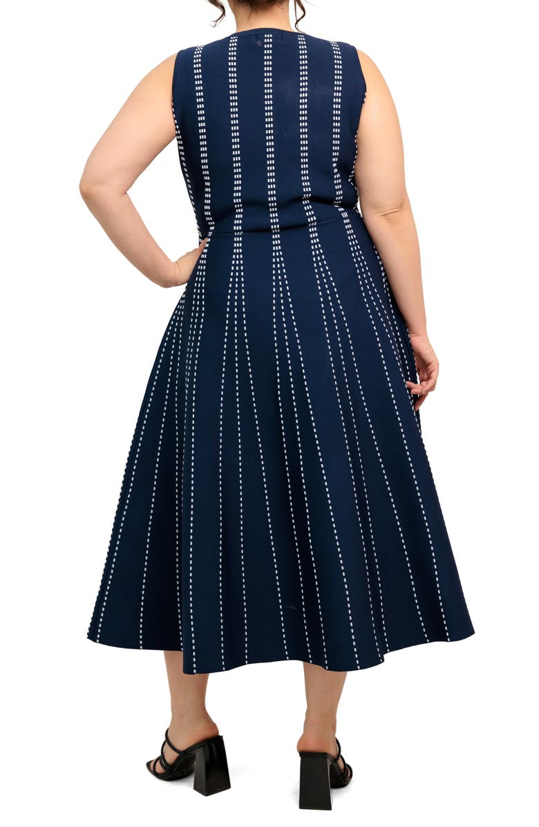 FLYING TOMATO Sleeveless Midi Sweater Dress, Alternate, color, Navy/ White