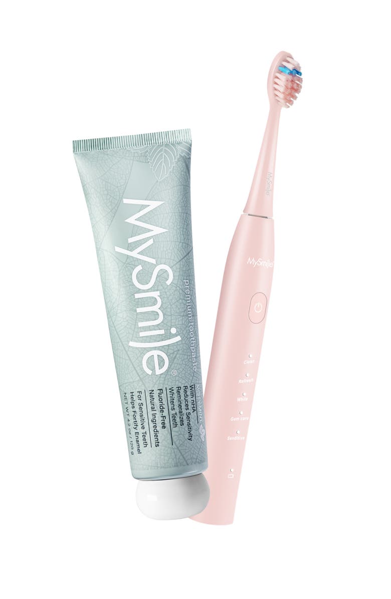 MySmile DY156 Electric Toothbrush & Nano-Hydroxyapatite Toothpaste Bundle, Main, color, Pastel Pink