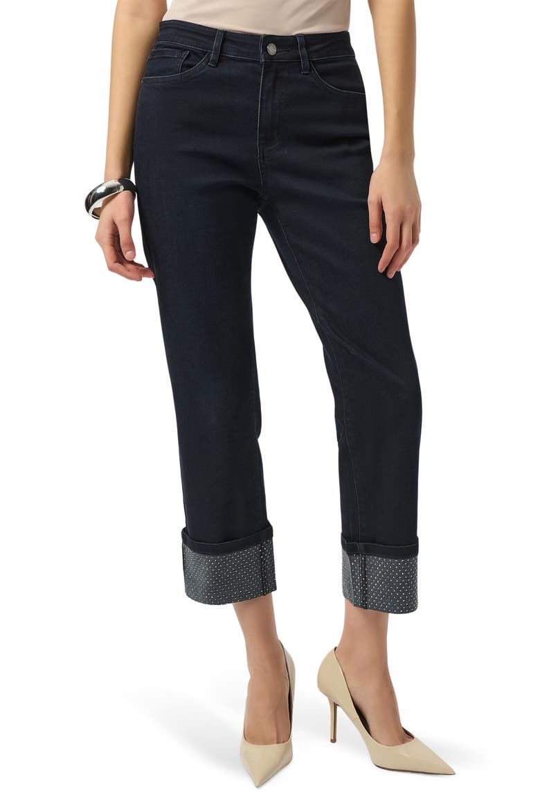 Studded Cuff Straight Leg Jeans, Main, color, INK